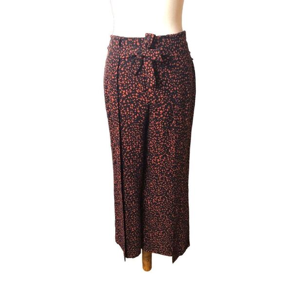 BP black and orange palazzo high waist with attach front tie belt wide leg size - Picture 1 of 13